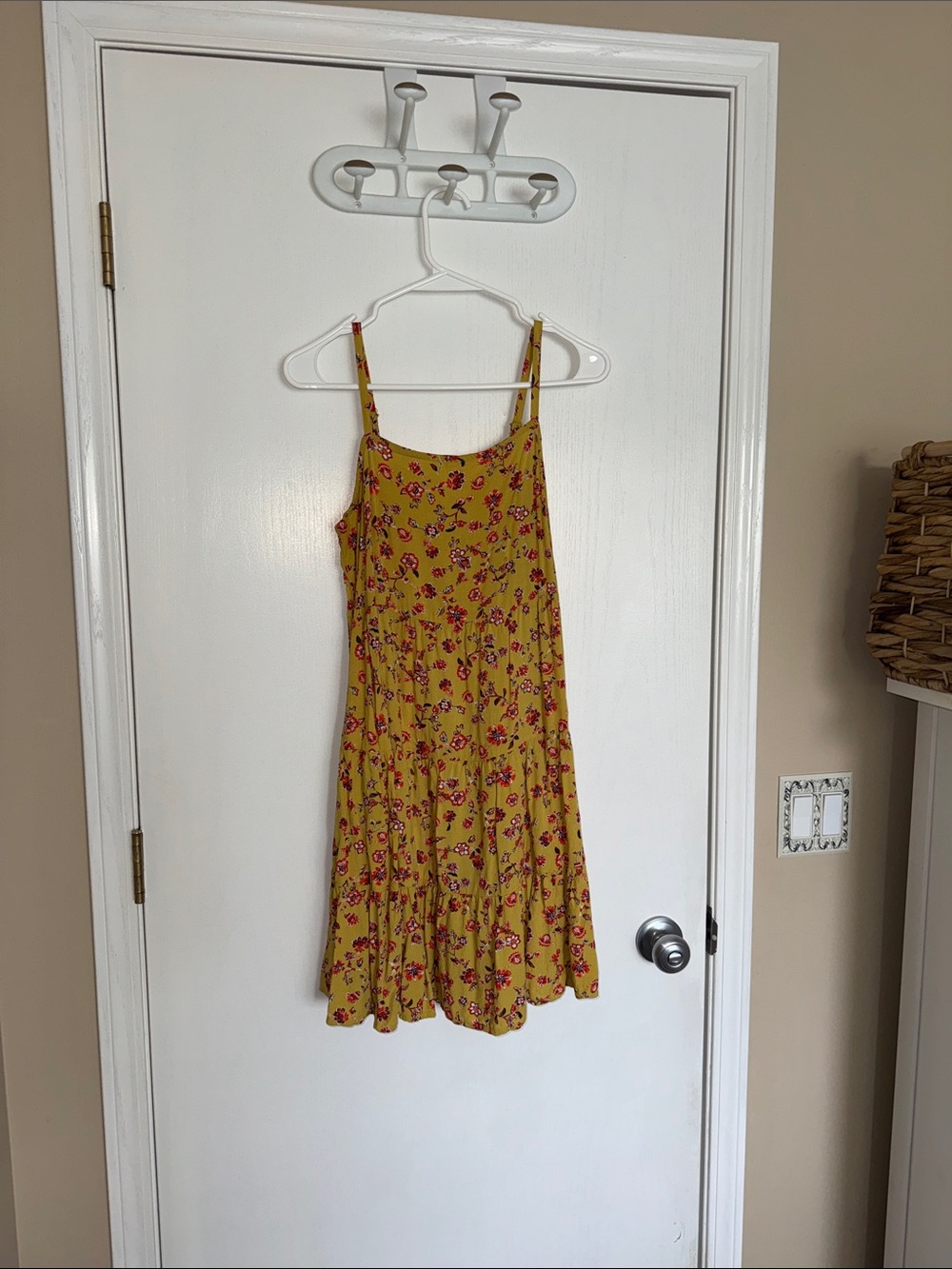 Old Navy Mustard Yellow Floral Sundress with Pink Flowers